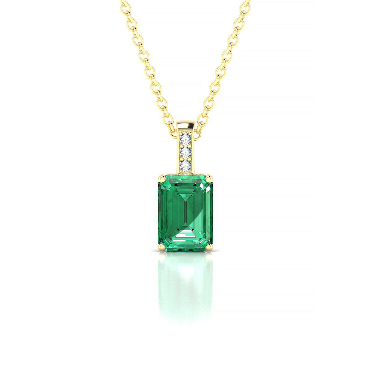 Exquisite | 18k Yellow Gold 7 x 5 mm Emerald Emerald Pendant