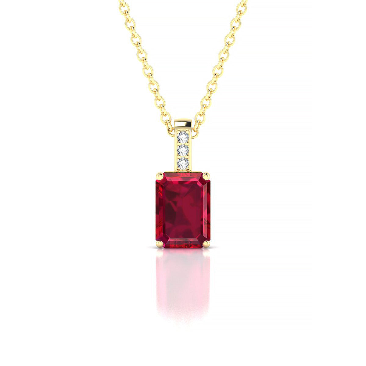 Exquisite | 18k Yellow Gold 7 x 5 mm Emerald Ruby Pendant