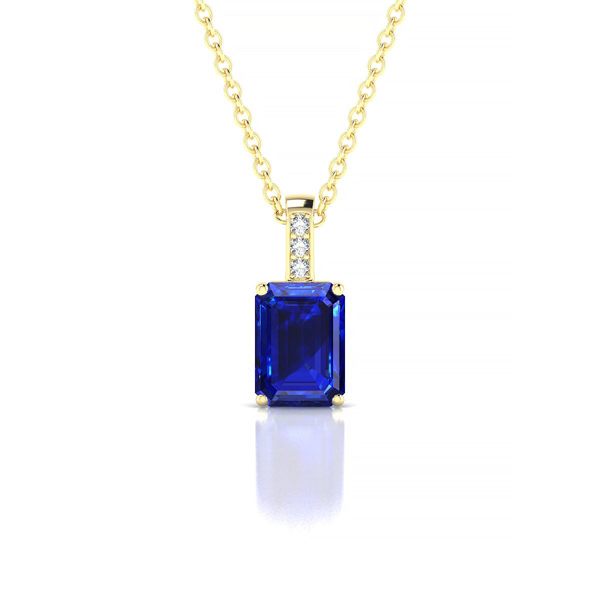 Exquisite | 18k Yellow Gold 7 x 5 mm Emerald Sapphire Pendant