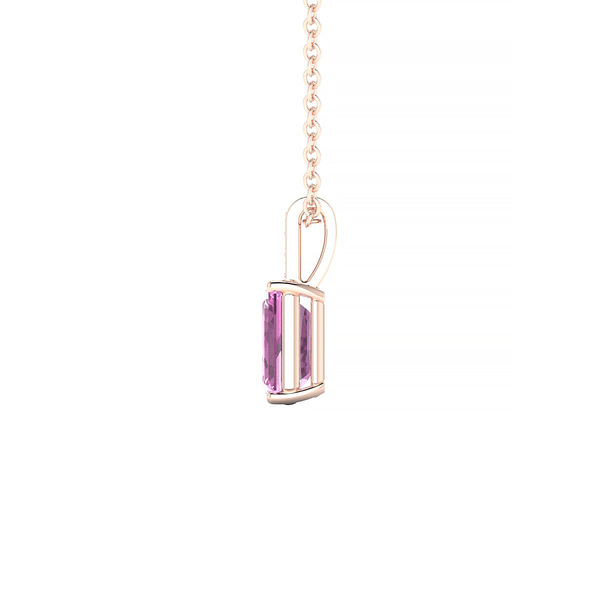 Exquisite | 18k Rose Gold 7 x 5 mm Emerald Pink Sapphire Pendant