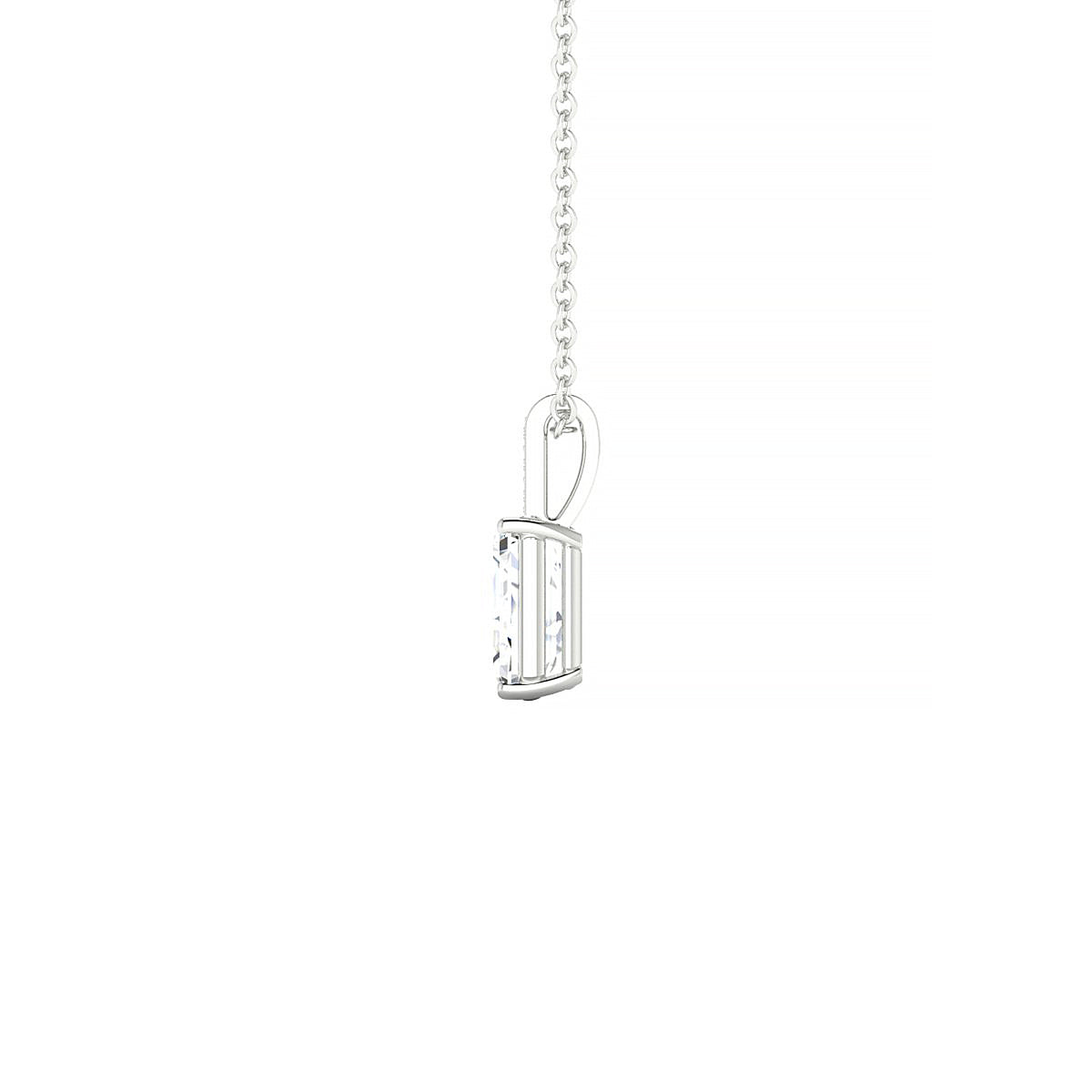 Exquisite | 18k White Gold 7 x 5 mm Emerald Diamond Pendant