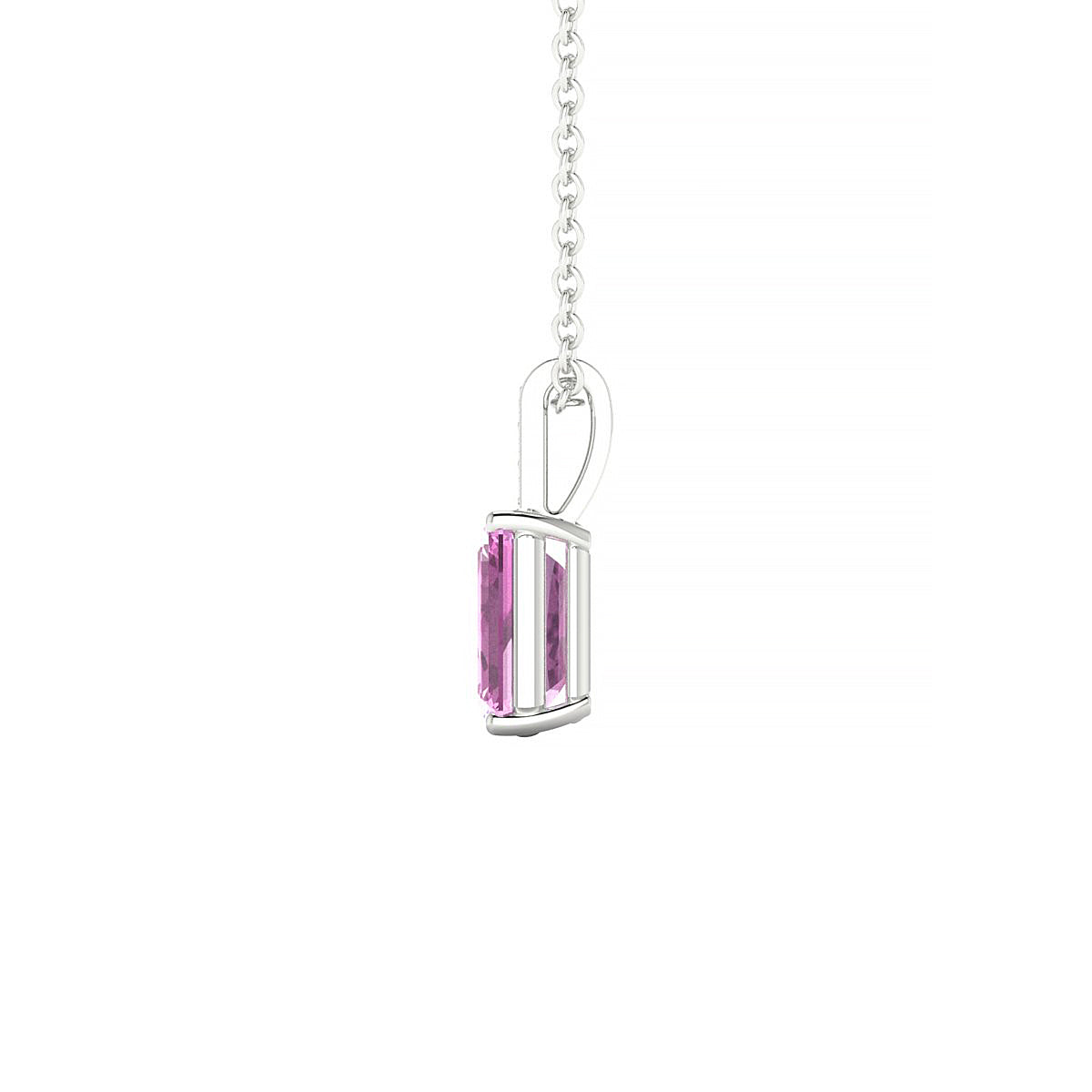 Exquisite | 18k White Gold 7 x 5 mm Emerald Pink Sapphire Pendant