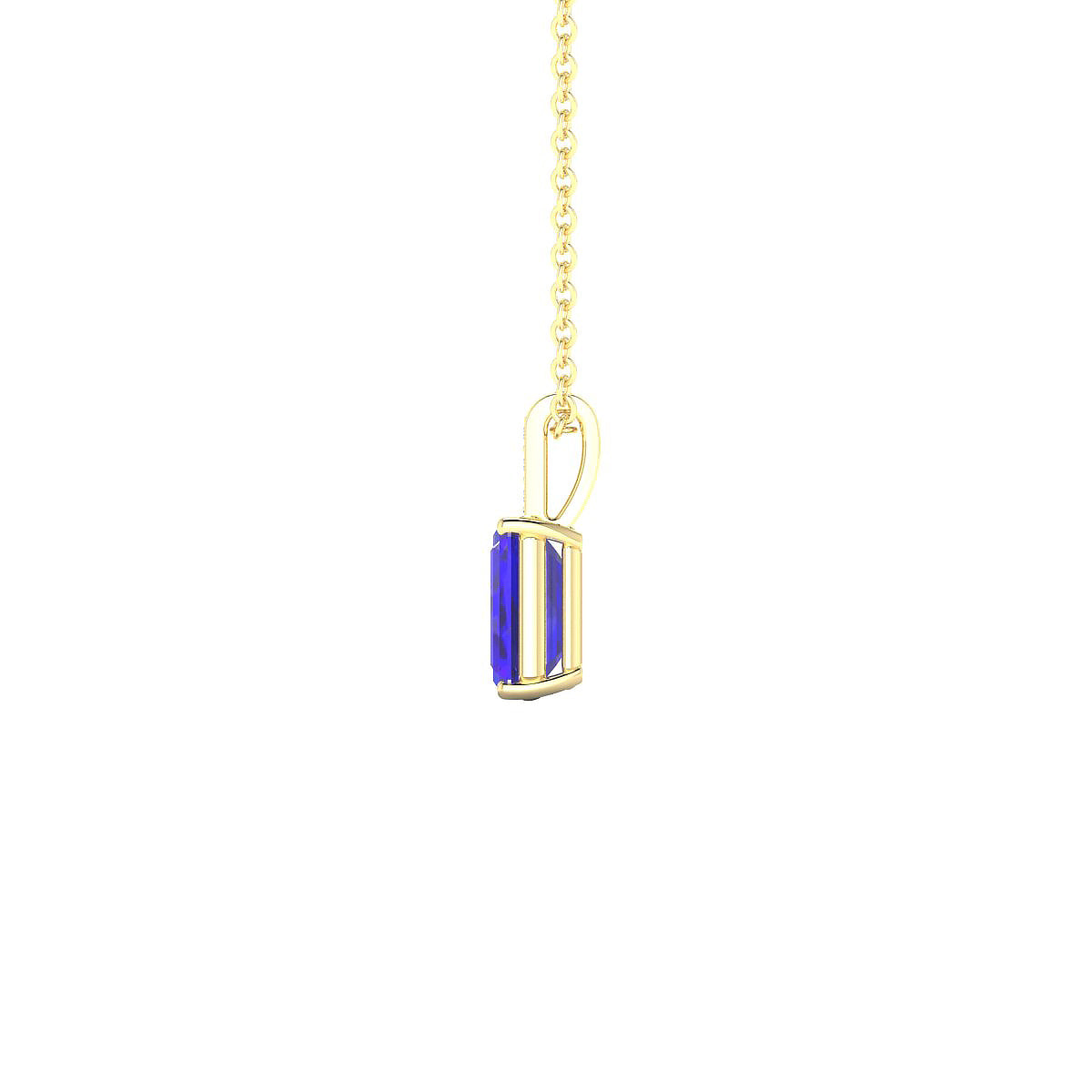 Exquisite | 18k Yellow Gold 7 x 5 mm Emerald Tanzanite Pendant