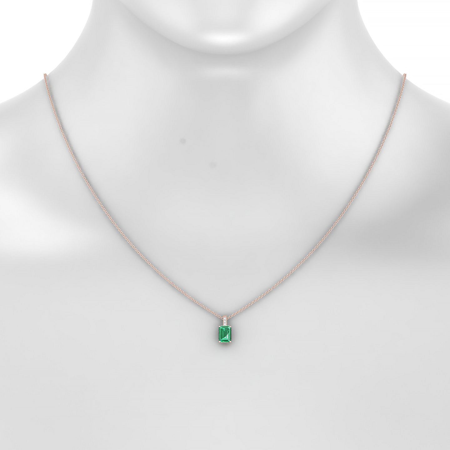 Exquisite | 18k Rose Gold 7 x 5 mm Emerald Emerald Pendant