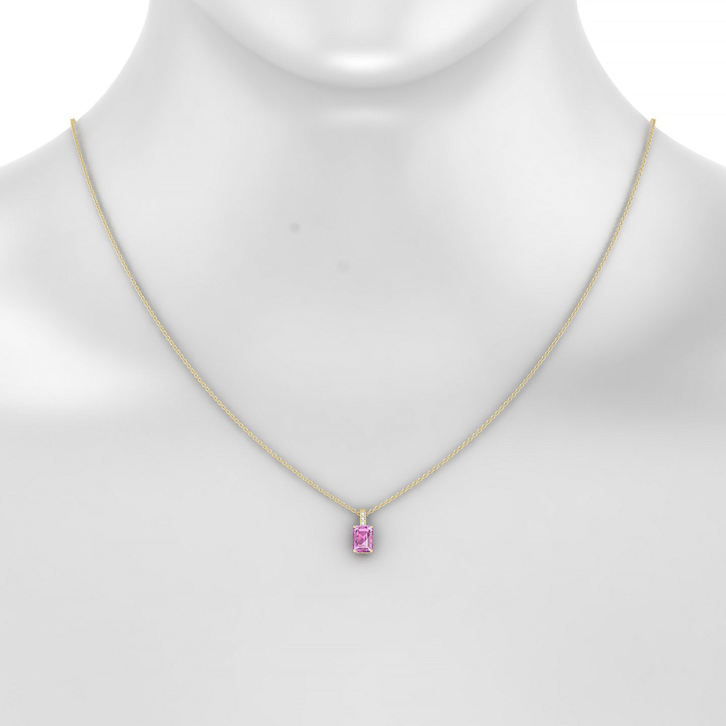 Exquisite | 18k Yellow Gold 7 x 5 mm Emerald Pink Sapphire Pendant