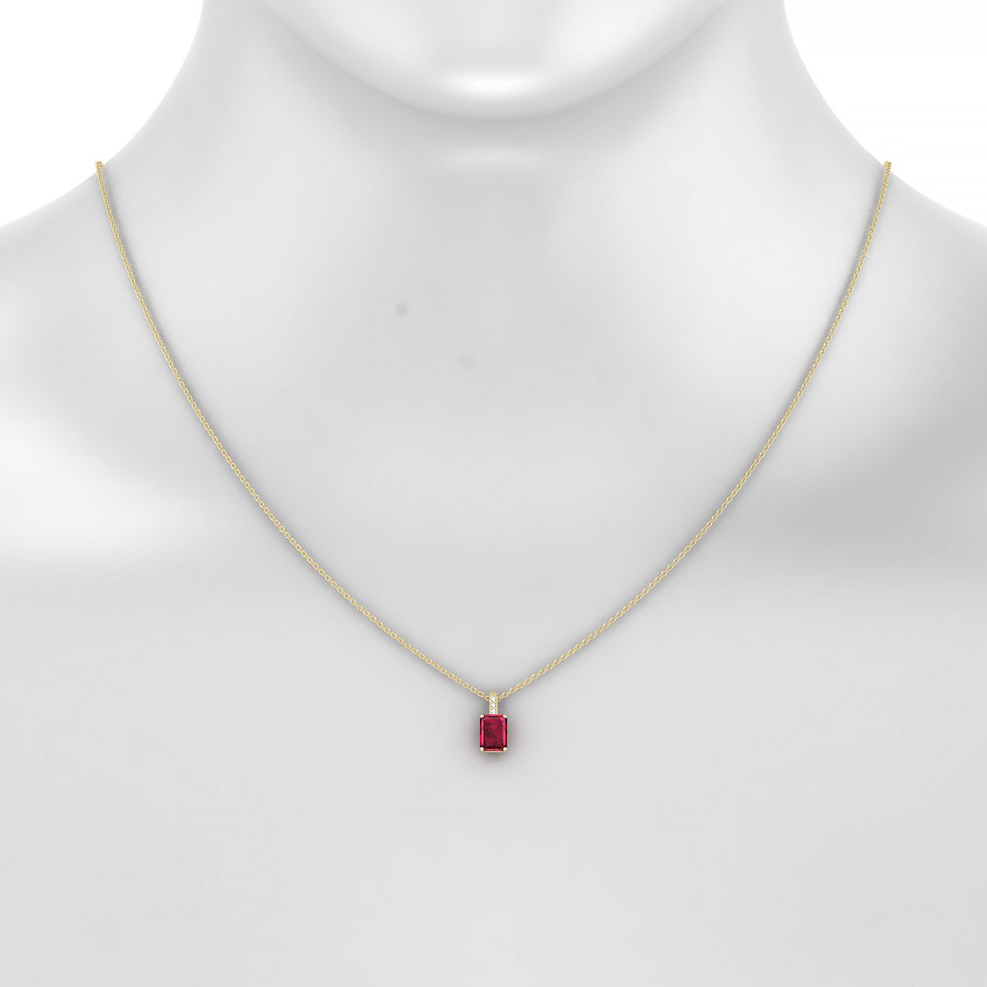 Exquisite | 18k Yellow Gold 7 x 5 mm Emerald Ruby Pendant