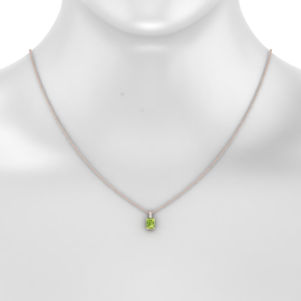 Exquisite | 18k Rose Gold 7 x 5 mm Emerald Peridot Pendant