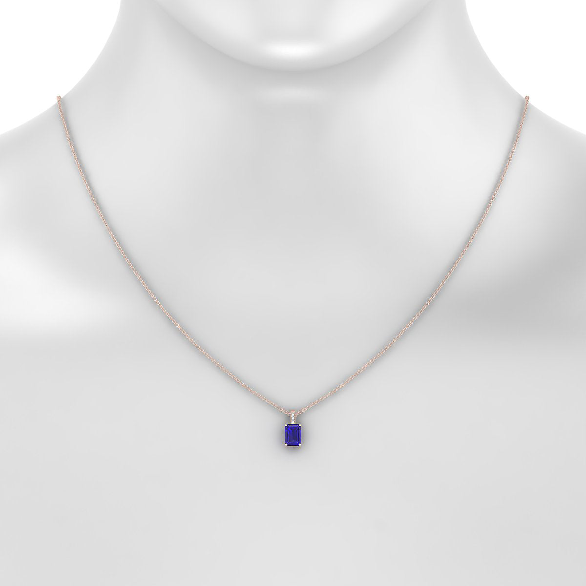 Exquisite | 18k Rose Gold 7 x 5 mm Emerald Tanzanite Pendant