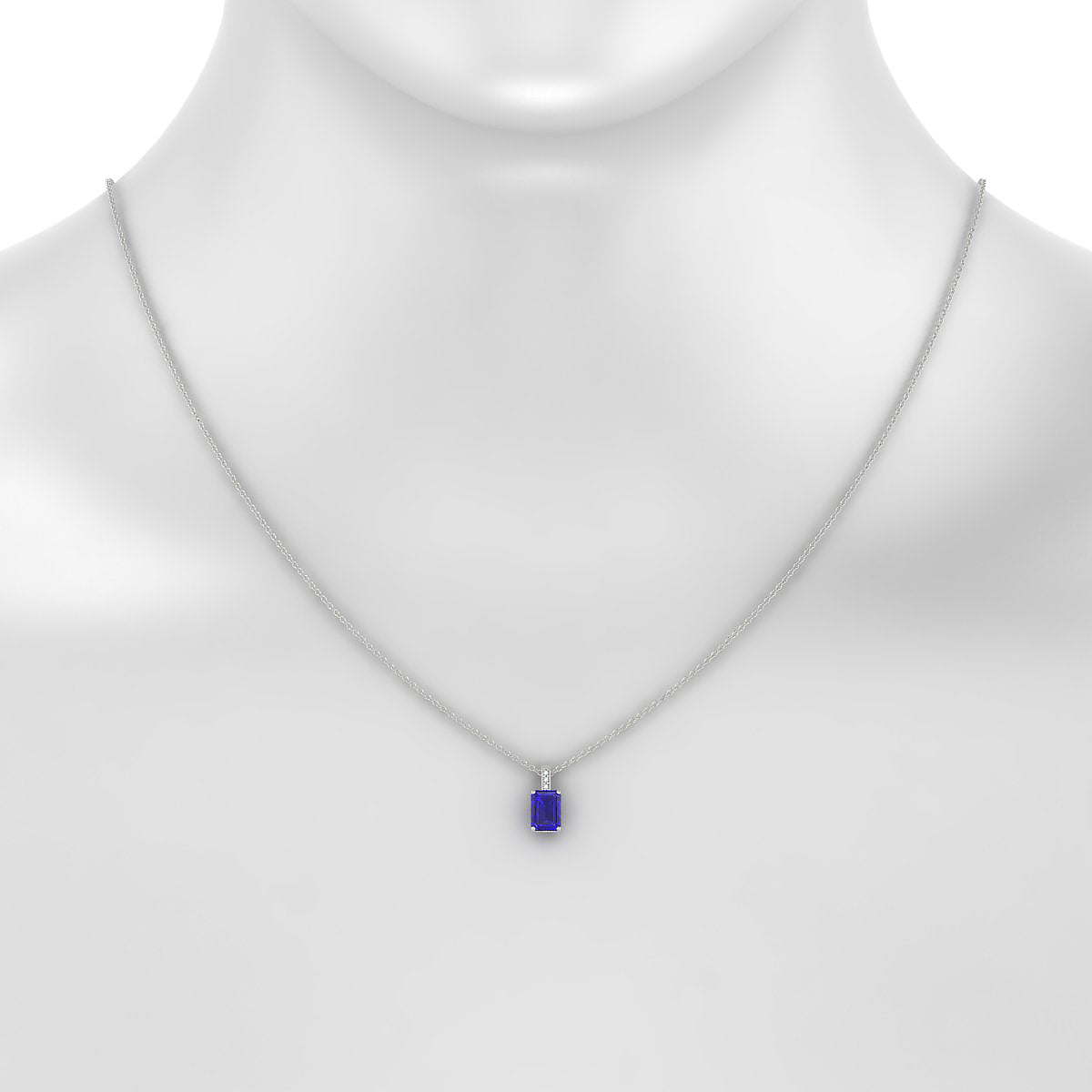 Exquisite | 18k White Gold 7 x 5 mm Emerald Tanzanite Pendant
