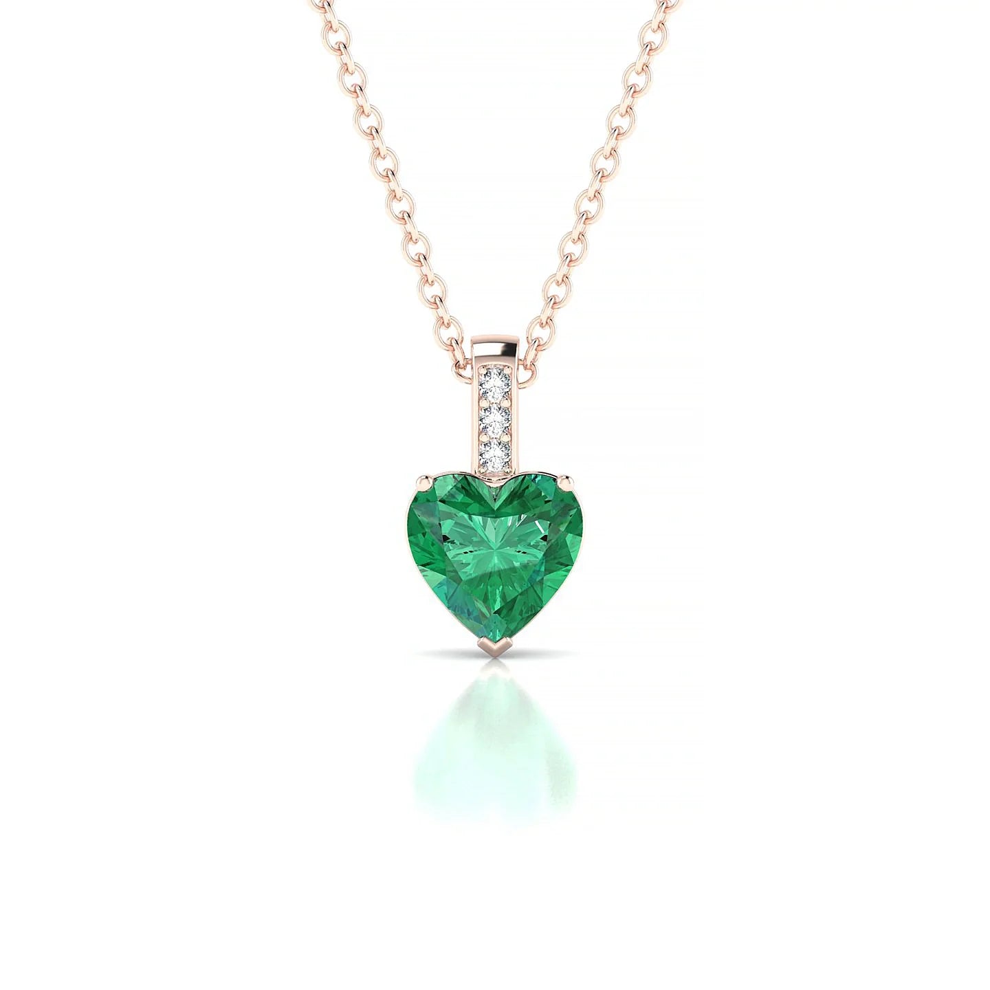 Exquisite | 18k Rose Gold 5.5 mm Heart Emerald Pendant