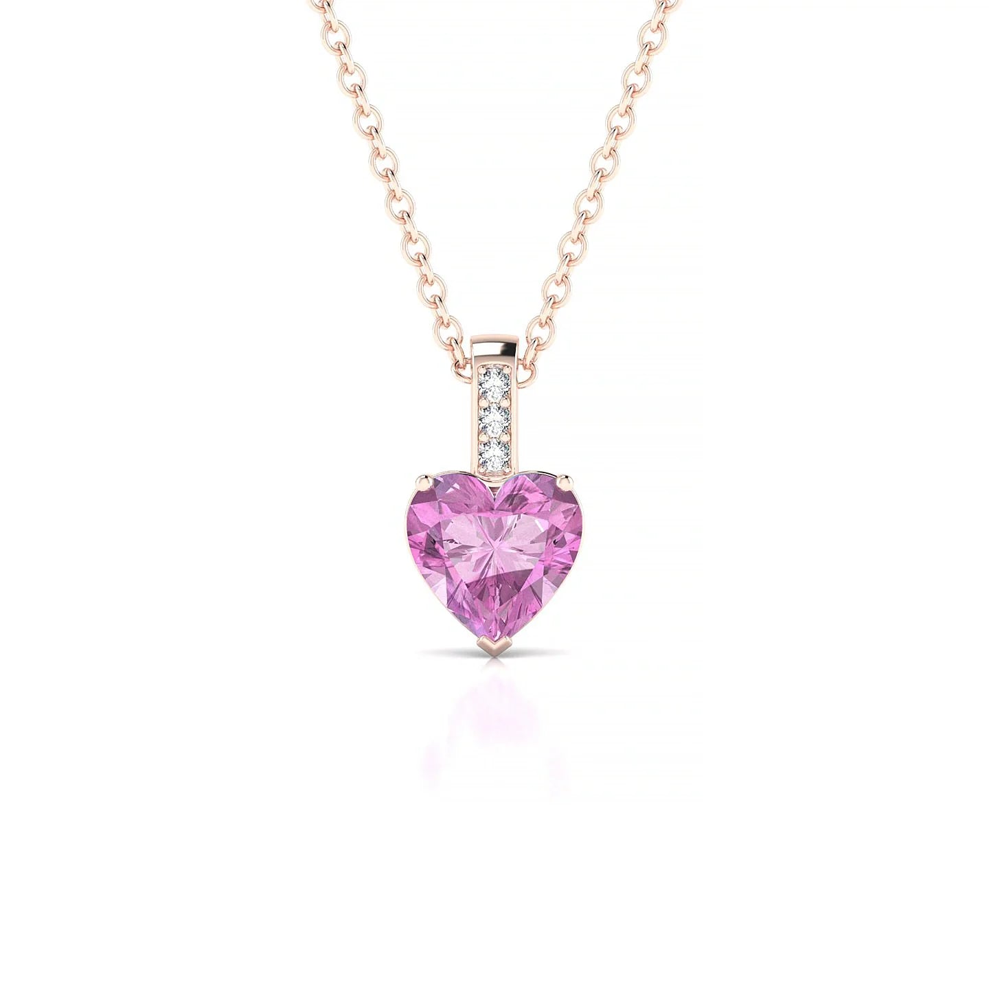 Exquisite | 18k Rose Gold 5.5 mm Heart Pink Sapphire Pendant