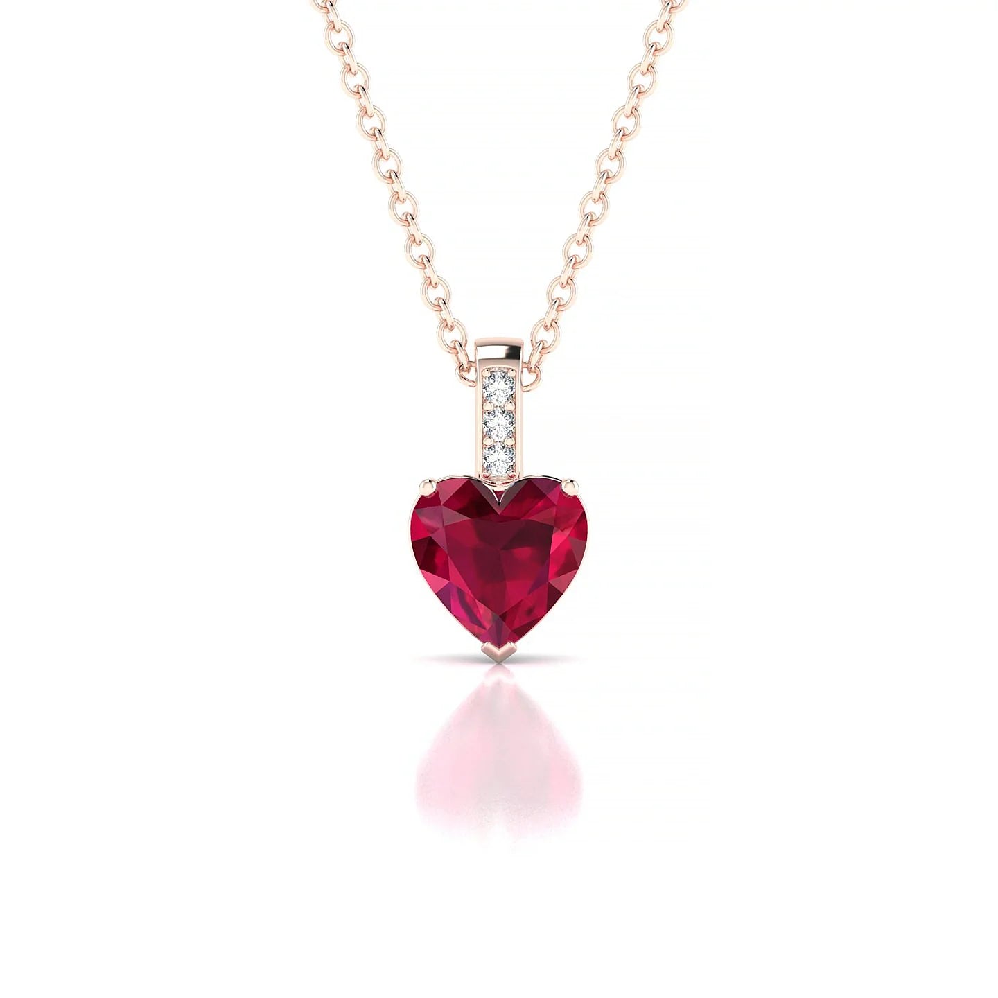 Exquisite | 18k Rose Gold 5.5 mm Heart Ruby Pendant