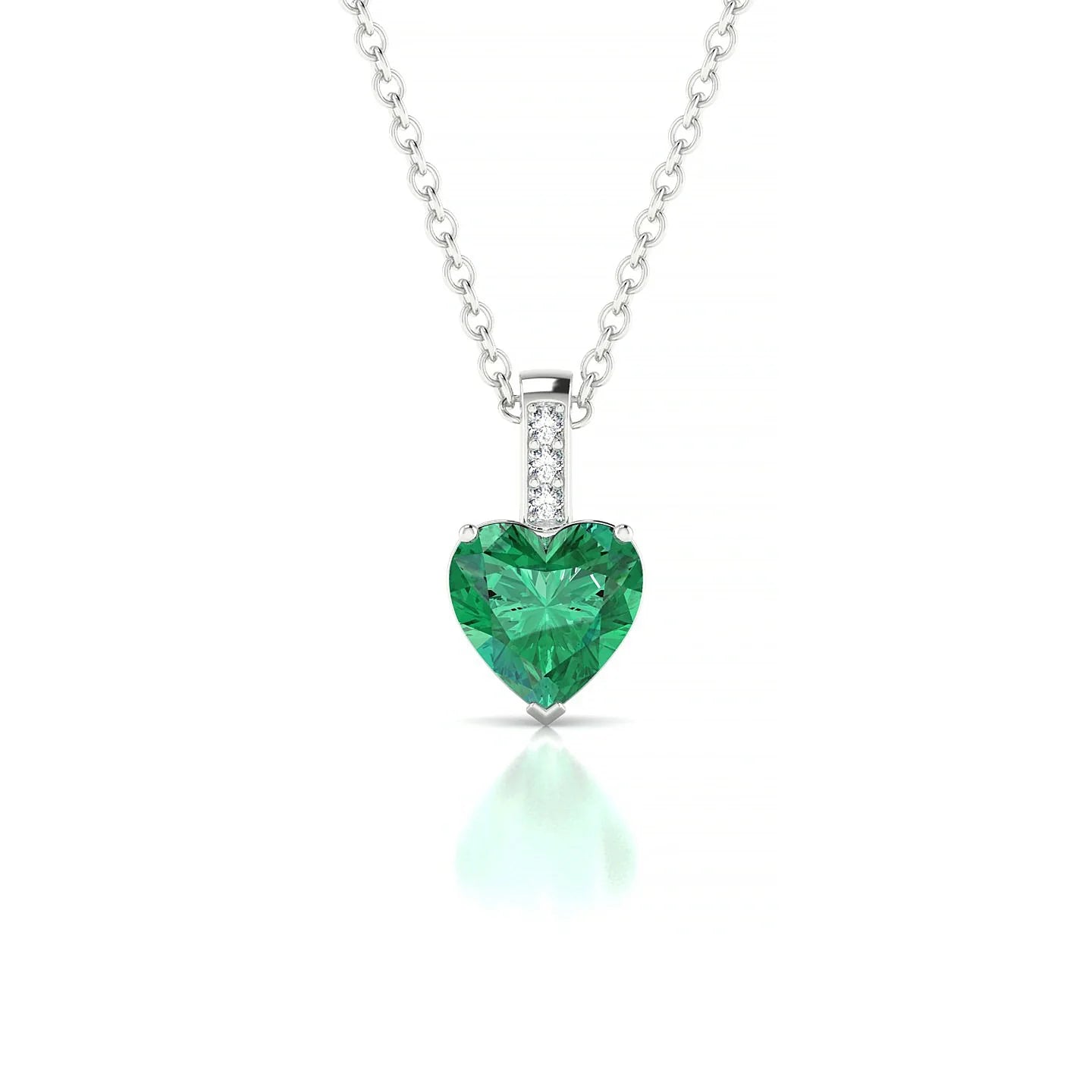 Exquisite | 18k White Gold 5.5 mm Heart Emerald Pendant
