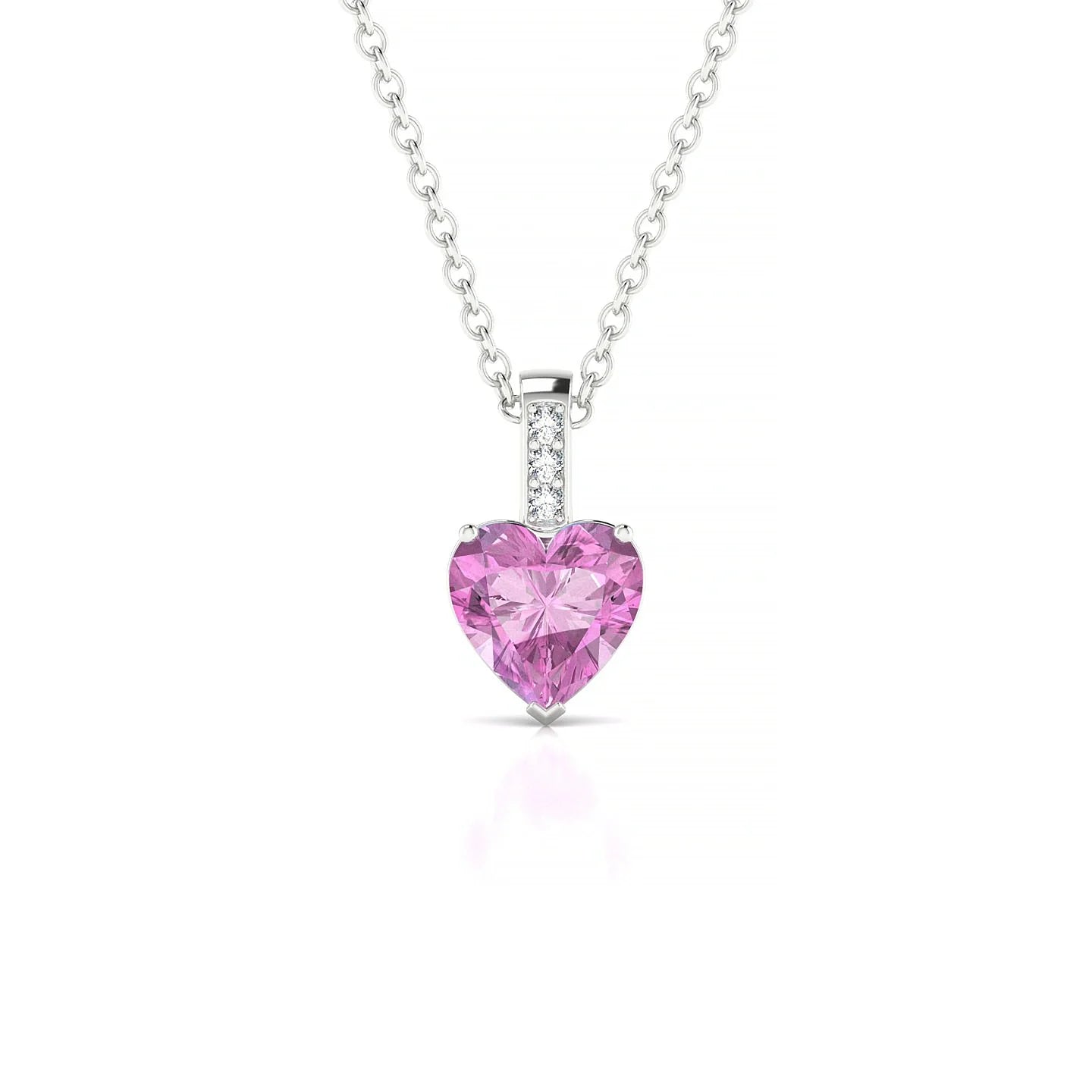 Exquisite | 18k White Gold 5.5 mm Heart Pink Sapphire Pendant