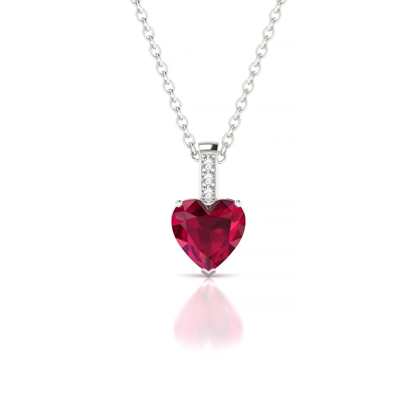 Exquisite | 18k White Gold 5.5 mm Heart Ruby Pendant