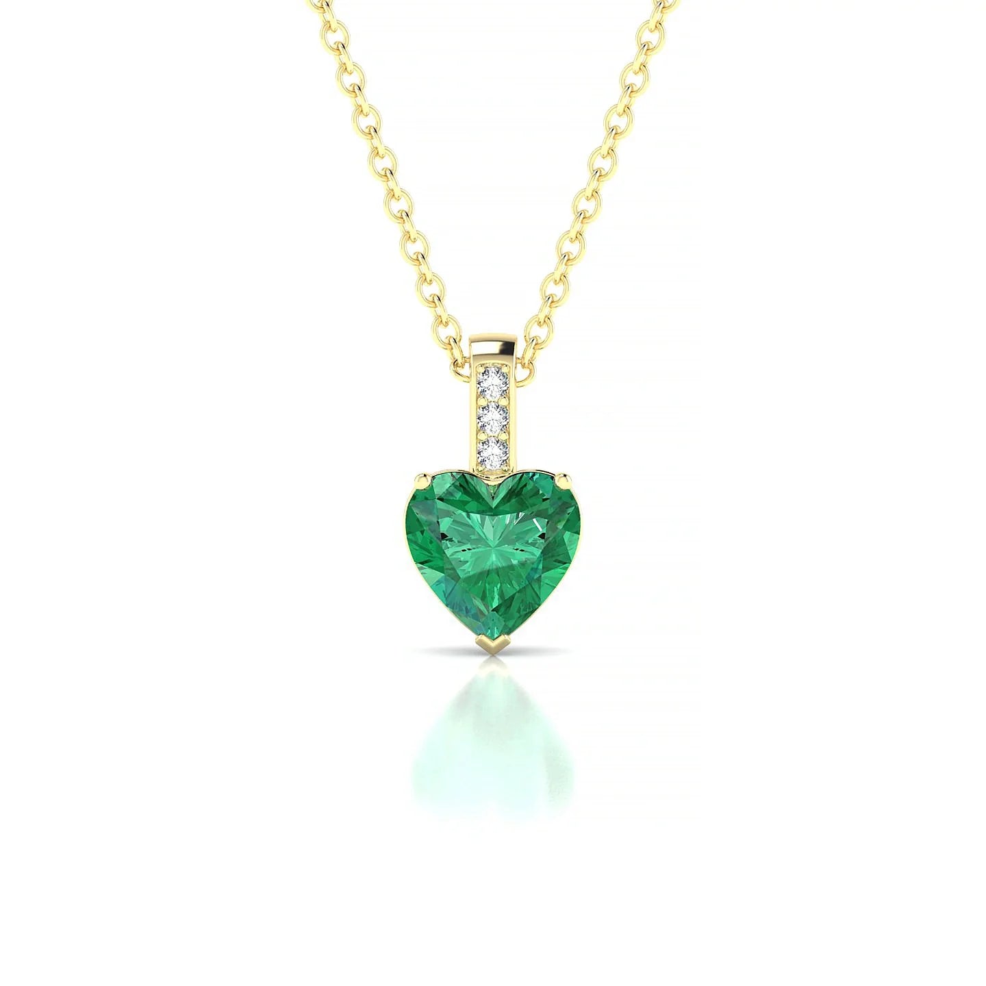 Exquisite | 18k Yellow Gold 5.5 mm Heart Emerald Pendant