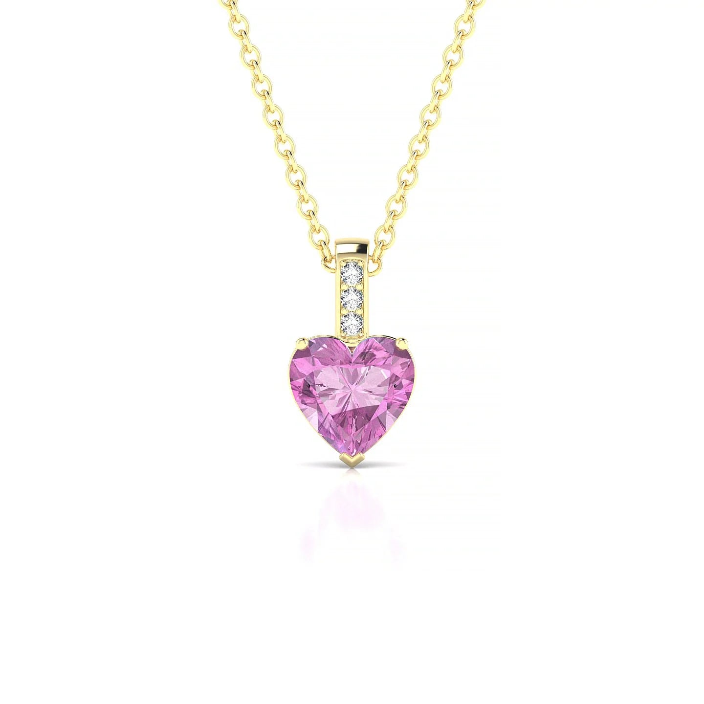 Exquisite | 18k Yellow Gold 5.5 mm Heart Pink Sapphire Pendant