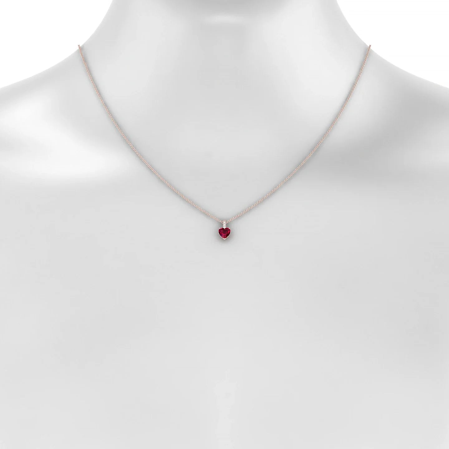 Exquisite | 18k Rose Gold 5.5 mm Heart Ruby Pendant