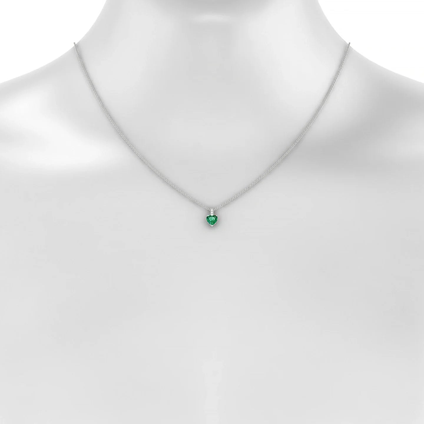 Exquisite | 18k White Gold 5.5 mm Heart Emerald Pendant