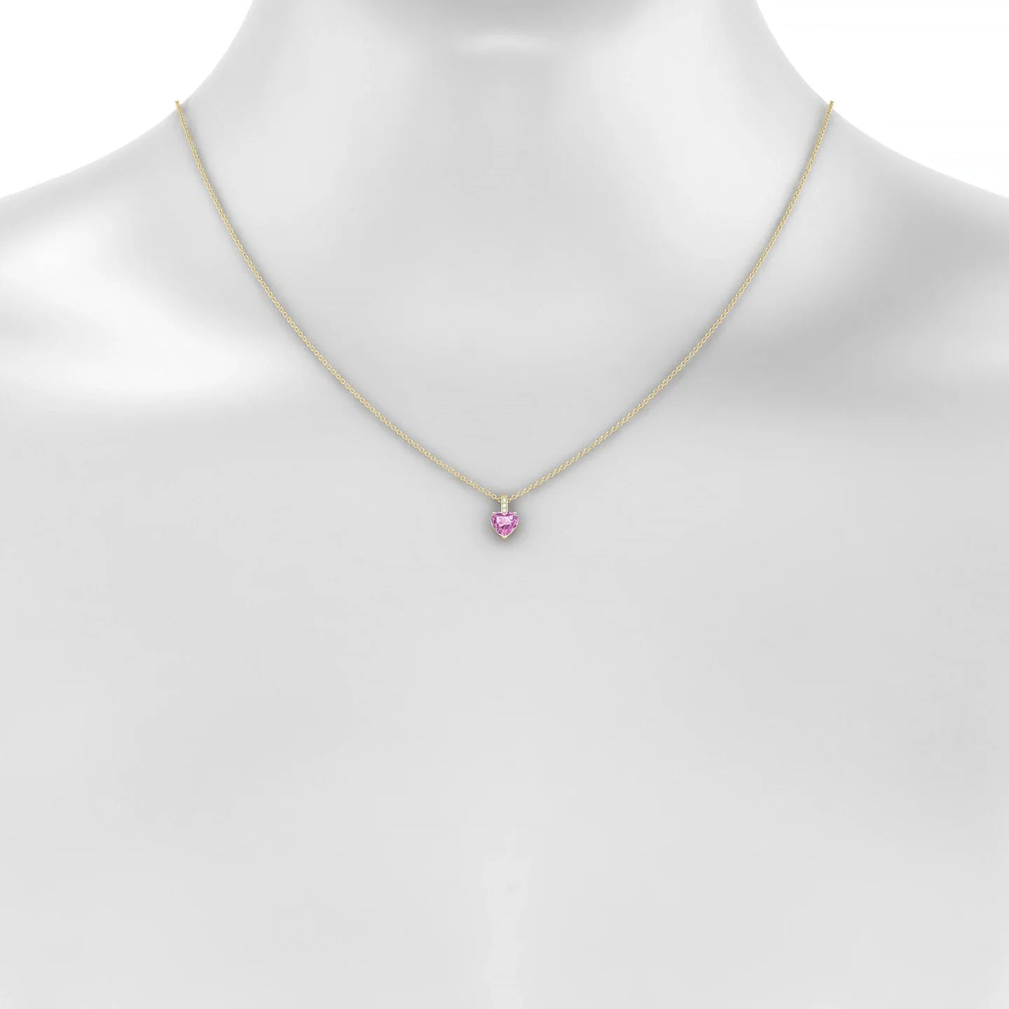 Exquisite | 18k Yellow Gold 5.5 mm Heart Pink Sapphire Pendant