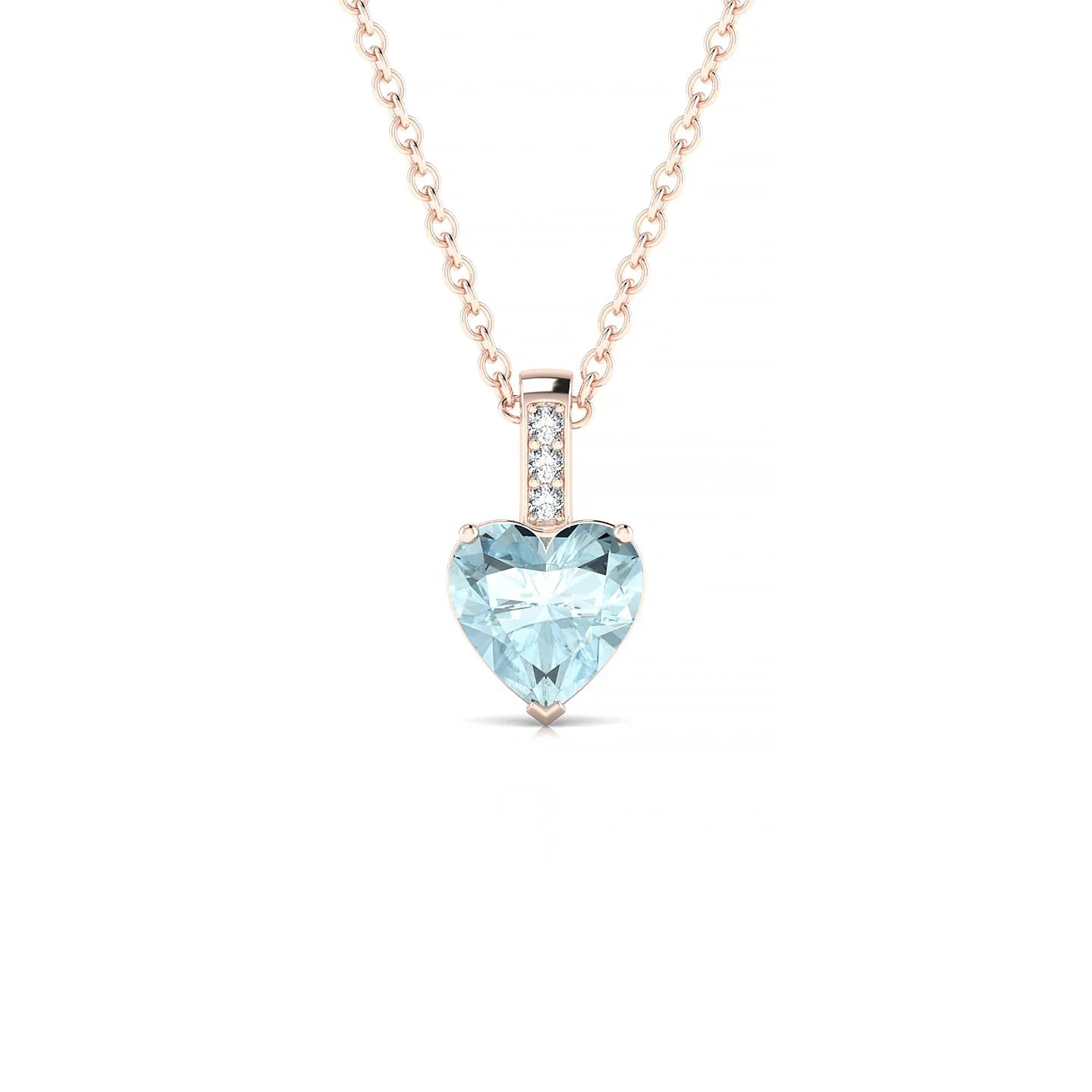 Exquisite | 18k Rose Gold 6 mm Heart Aquamarine Pendant