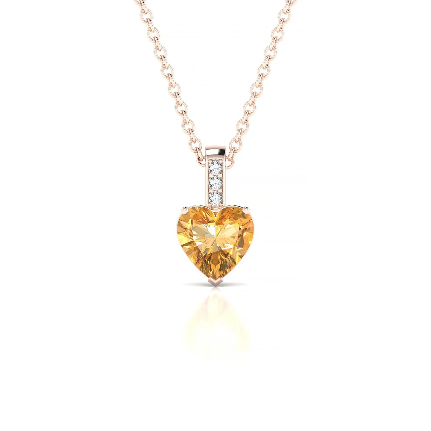Exquisite | 18k Rose Gold 6 mm Heart Citrine Pendant