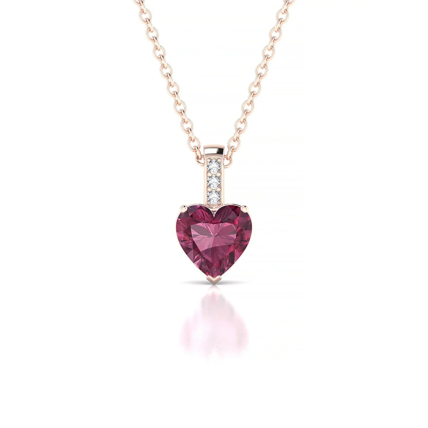 Exquisite | 18k Rose Gold 6 mm Heart Rhodolite Pendant