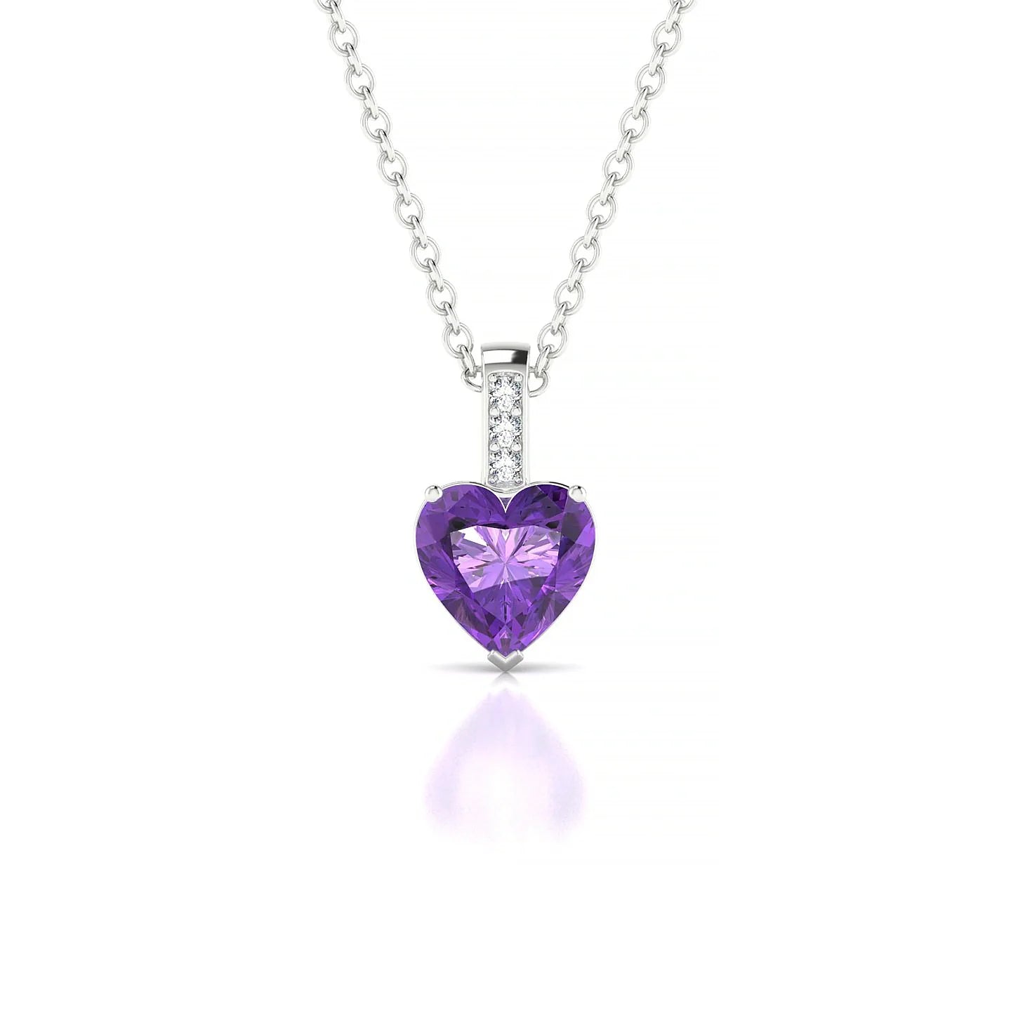 Exquisite | 18k White Gold 6 mm Heart Amethyst Pendant