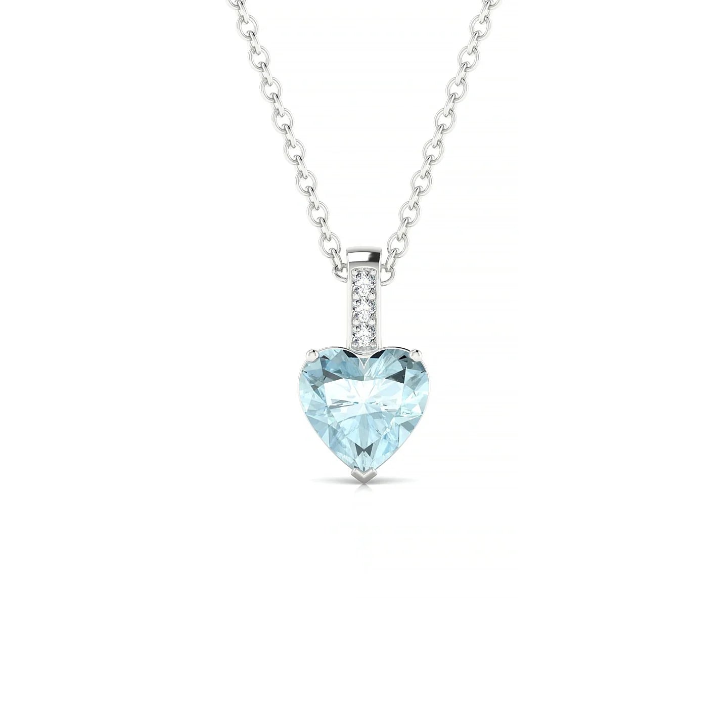 Exquisite | 18k White Gold 6 mm Heart Aquamarine Pendant