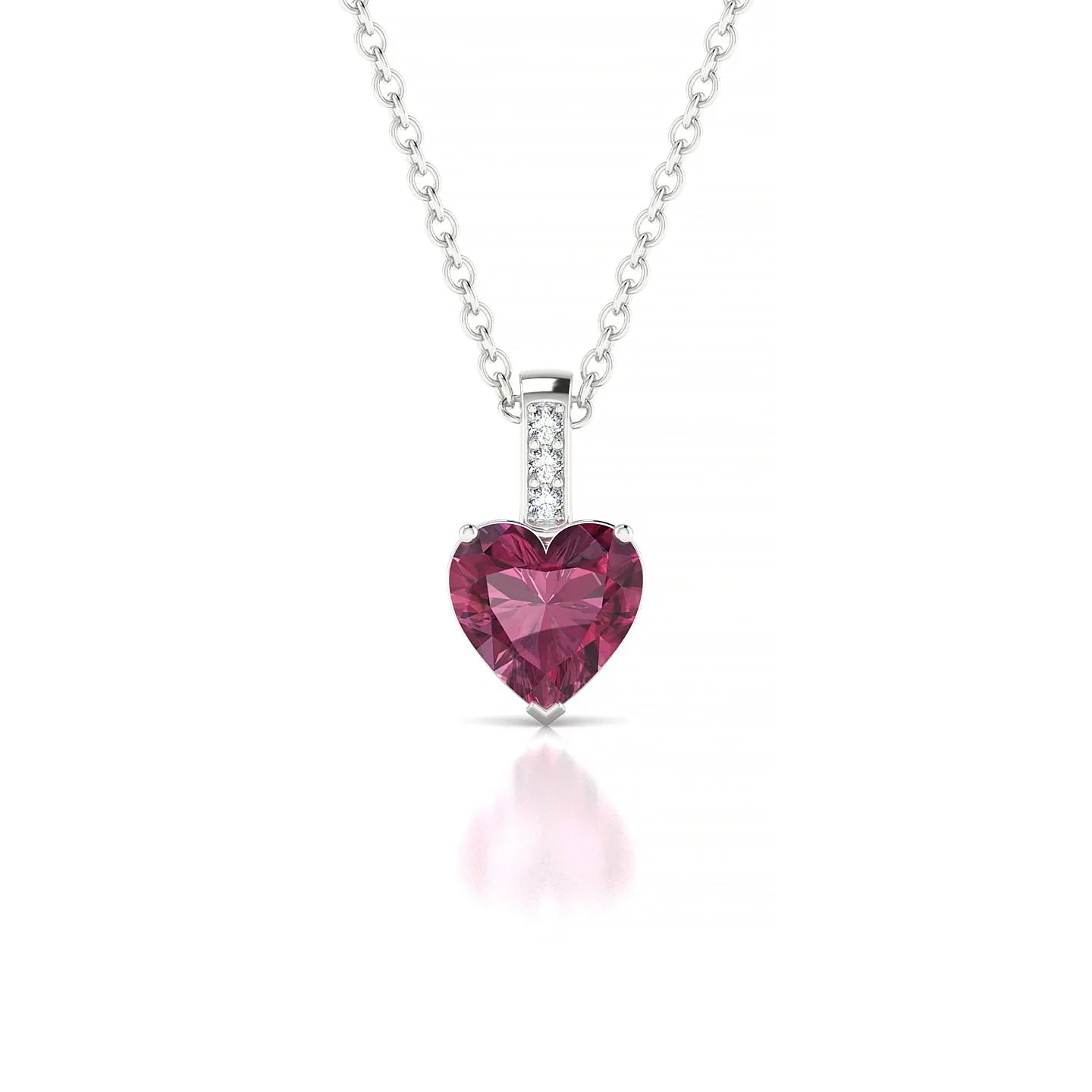 Exquisite | 18k White Gold 6 mm Heart Rhodolite Pendant