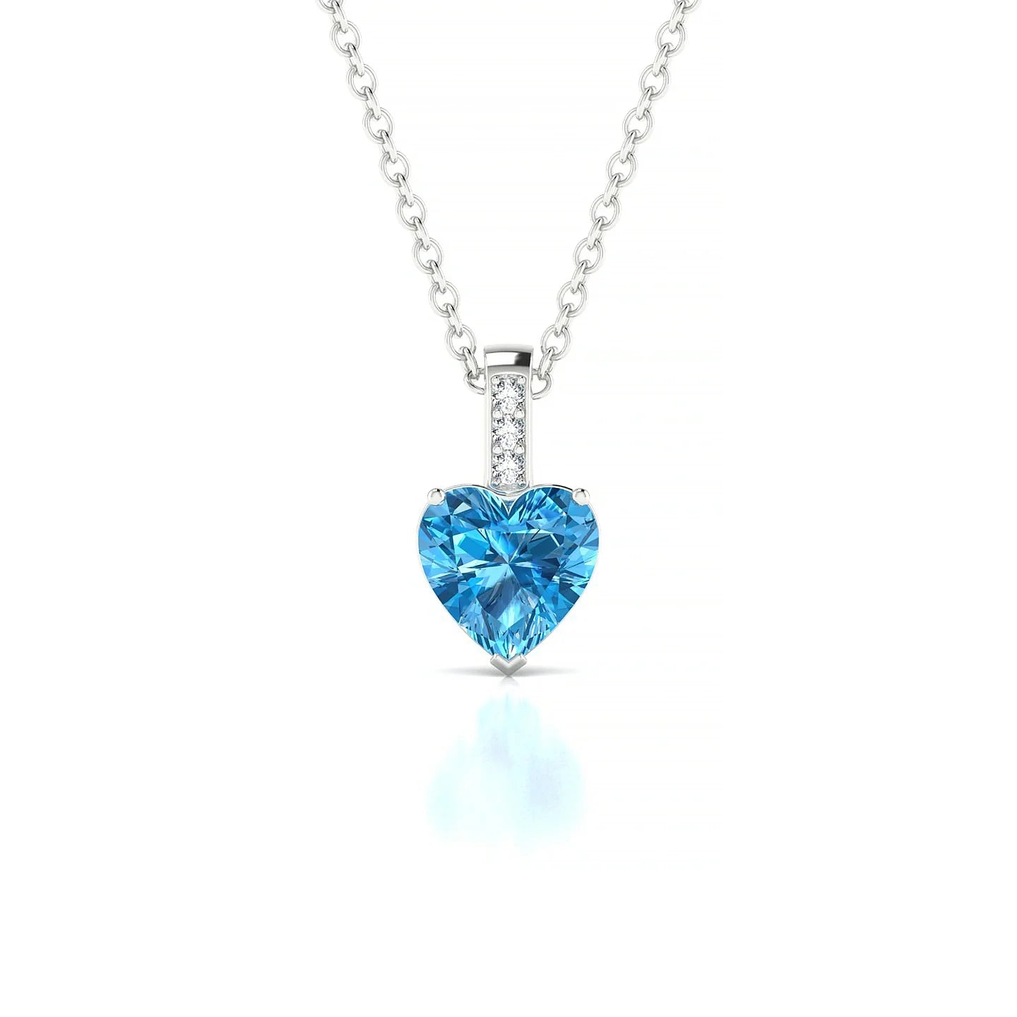 Exquisite | 18k White Gold 6 mm Heart Topaz Pendant