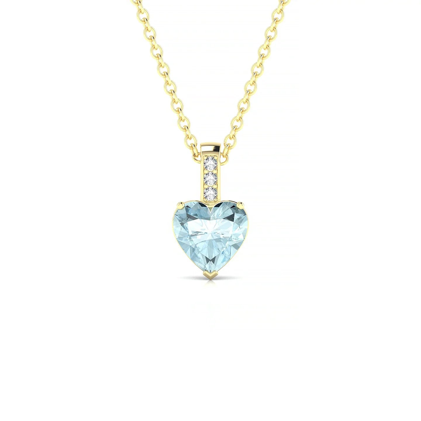 Exquisite | 18k Yellow Gold 6 mm Heart Aquamarine Pendant