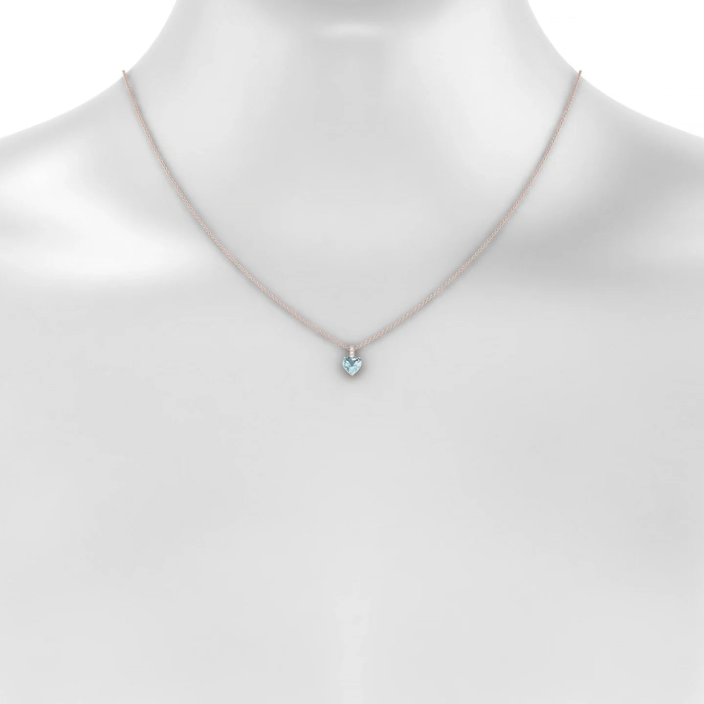 Exquisite | 18k Rose Gold 6 mm Heart Aquamarine Pendant