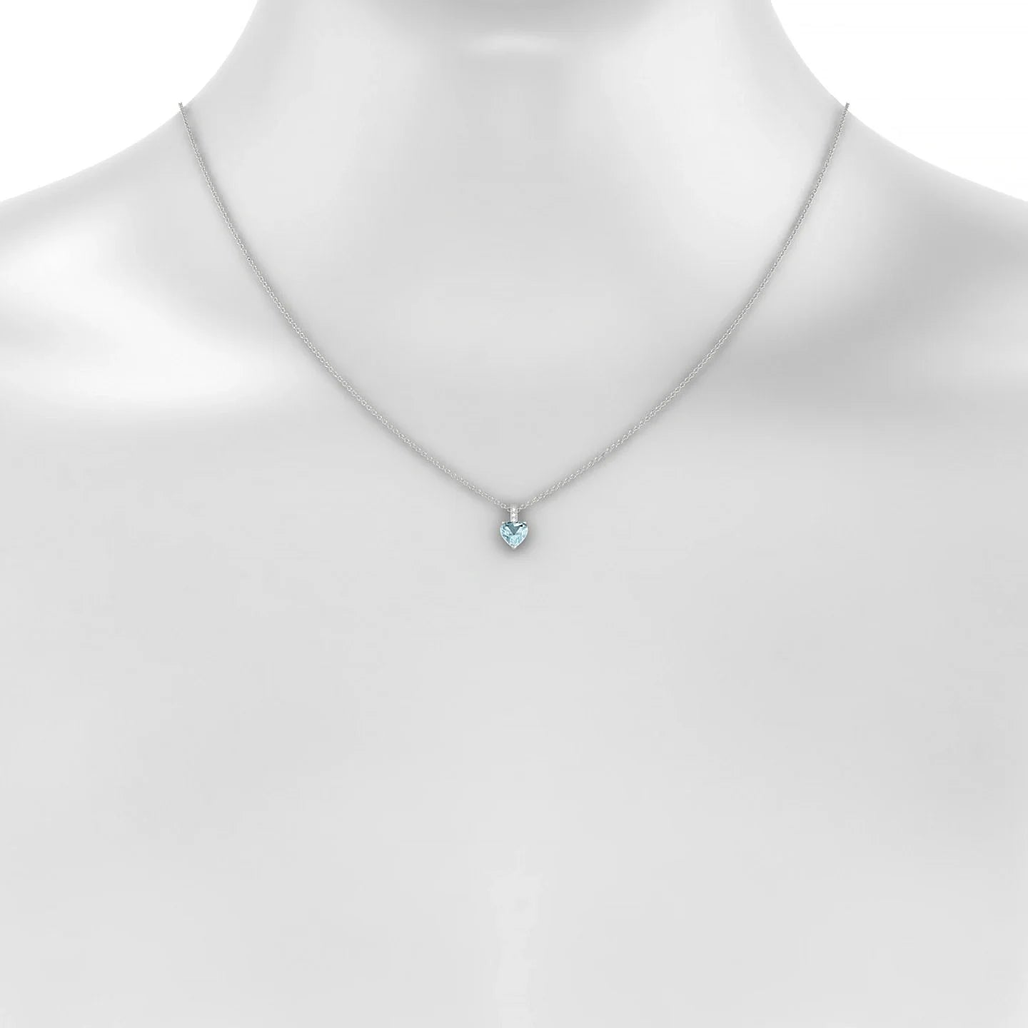 Exquisite | 18k White Gold 6 mm Heart Aquamarine Pendant