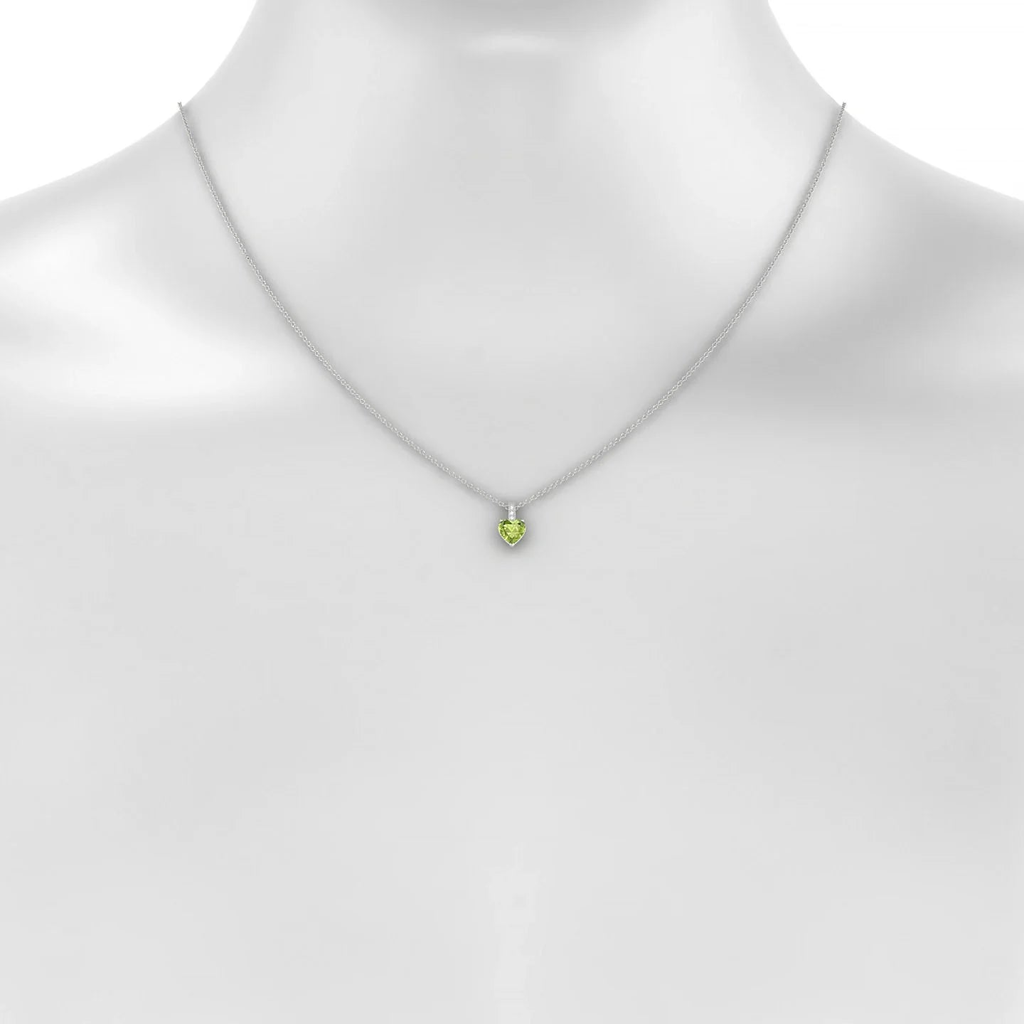 Exquisite | 18k White Gold 6 mm Heart Peridot Pendant