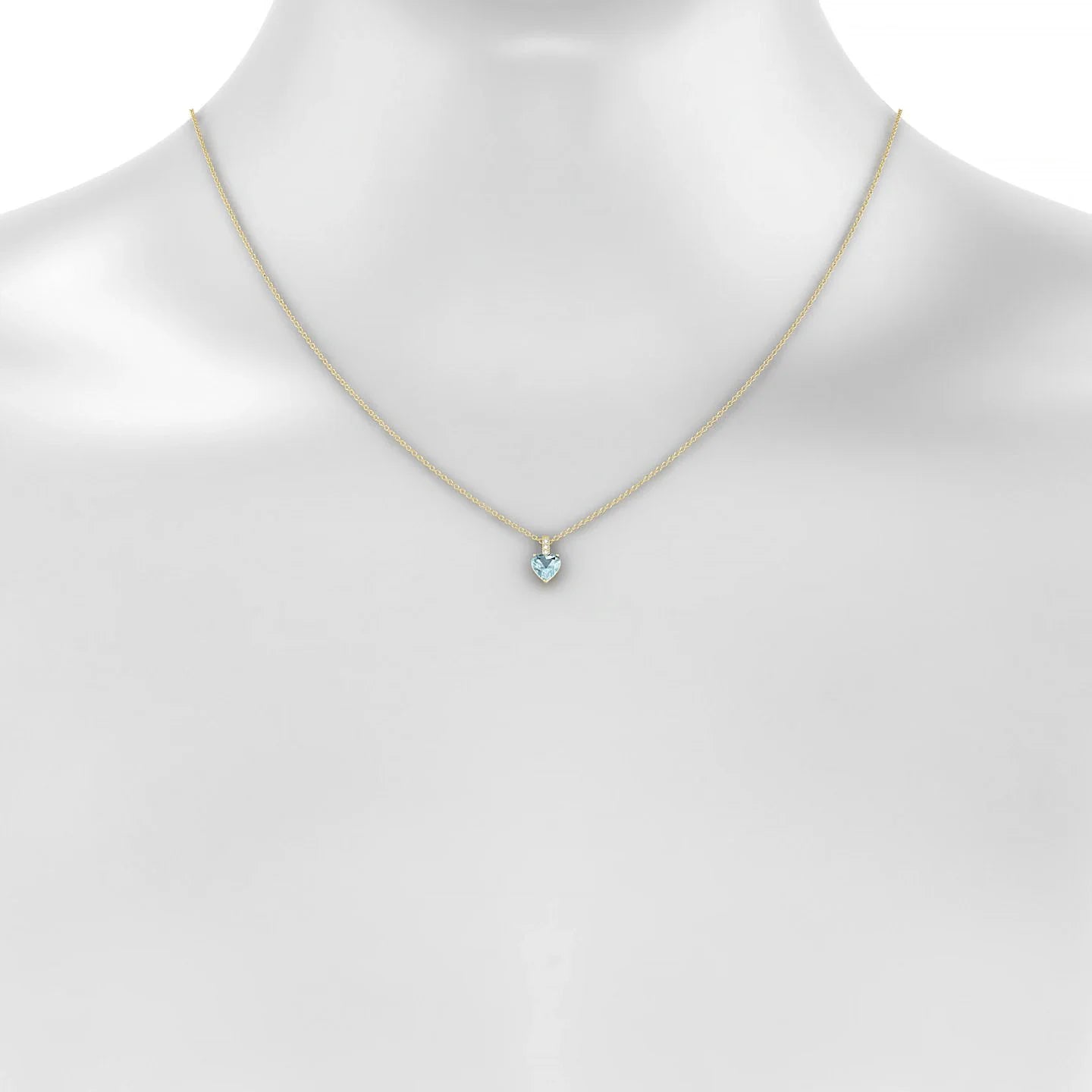 Exquisite | 18k Yellow Gold 6 mm Heart Aquamarine Pendant
