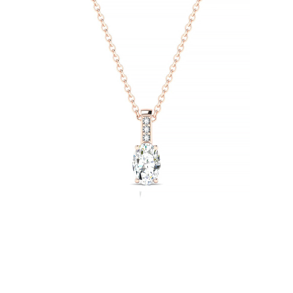 Exquisite | 18k Rose Gold 6 x 4 mm Oval Diamond Pendant