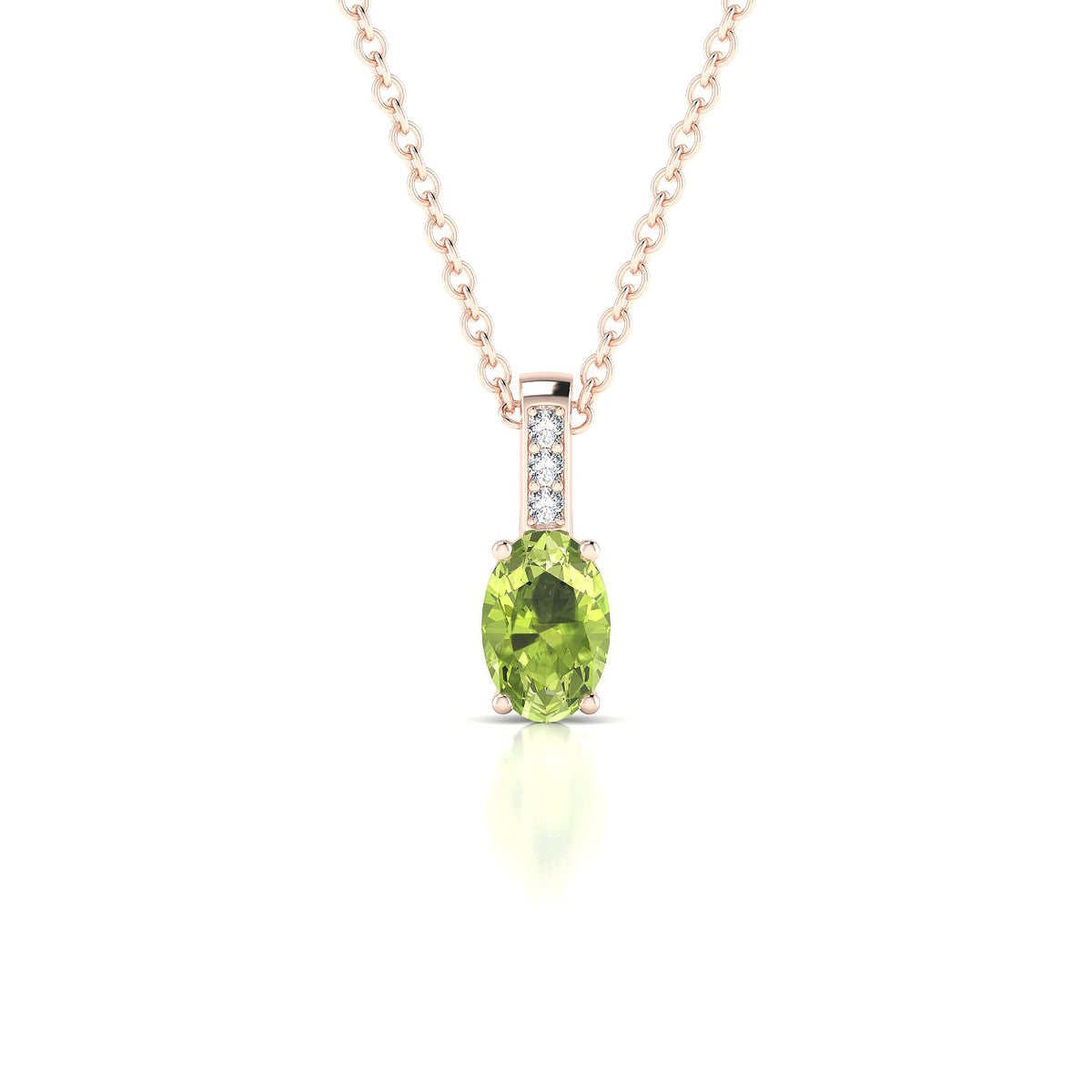 Exquisite | 18k Rose Gold 6 x 4 mm Oval Peridot Pendant