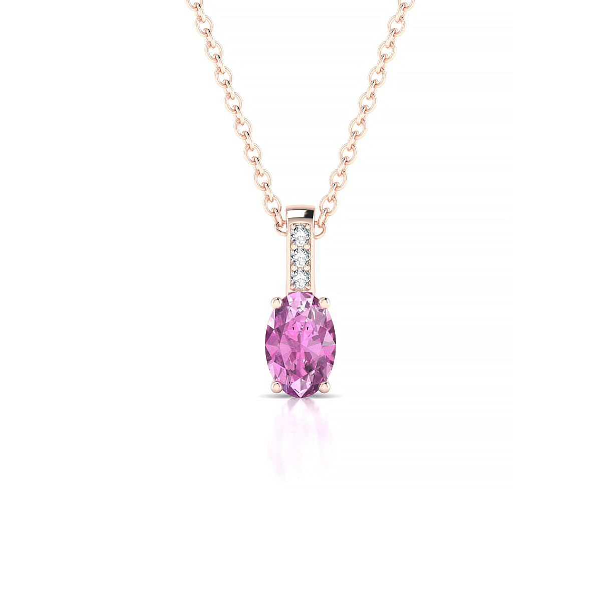 Exquisite | 18k Rose Gold 6 x 4 mm Oval Pink Sapphire Pendant