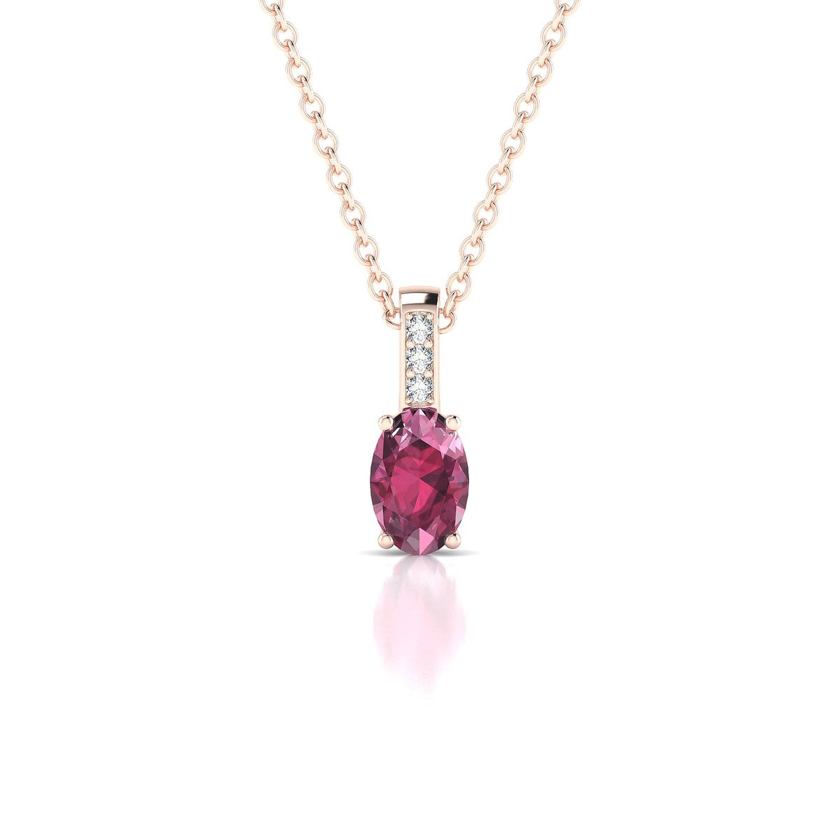 Exquisite | 18k Rose Gold 6 x 4 mm Oval Rhodolite Pendant