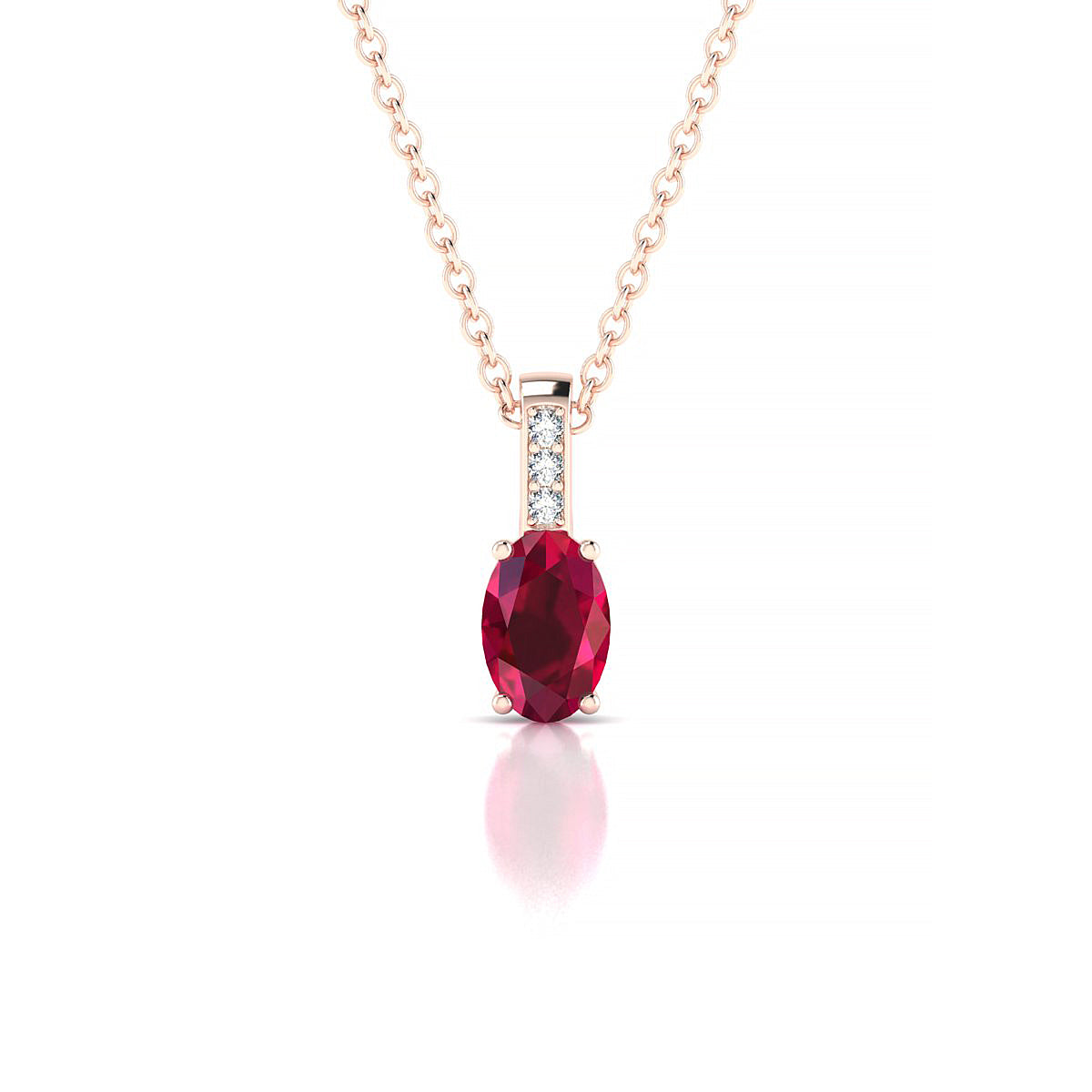 Exquisite | 18k Rose Gold 6 x 4 mm Oval Ruby Pendant