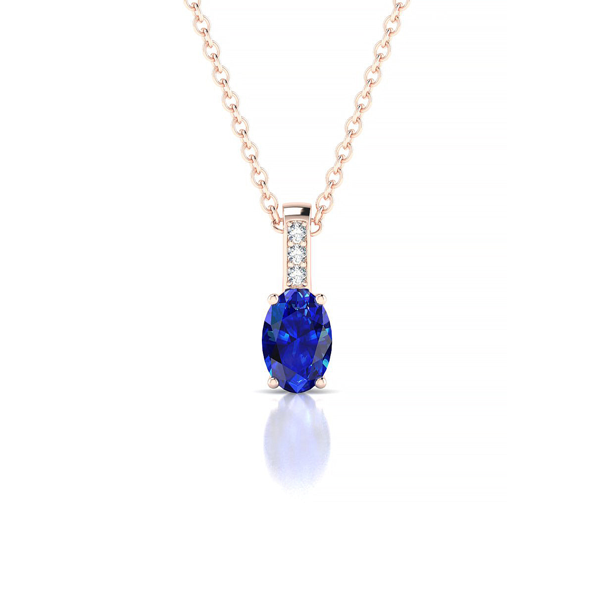 Exquisite | 18k Rose Gold 6 x 4 mm Oval Sapphire Pendant