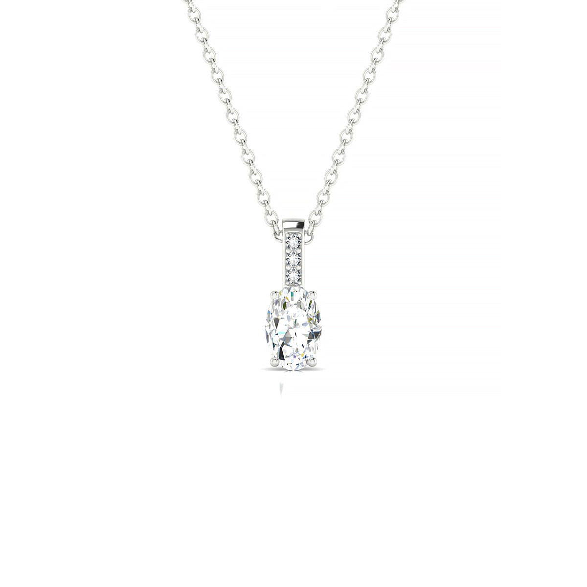 Exquisite | 18k White Gold 6 x 4 mm Oval Diamond Pendant
