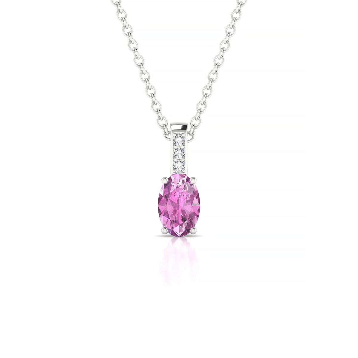 Exquisite | 18k White Gold 6 x 4 mm Oval Pink Sapphire Pendant