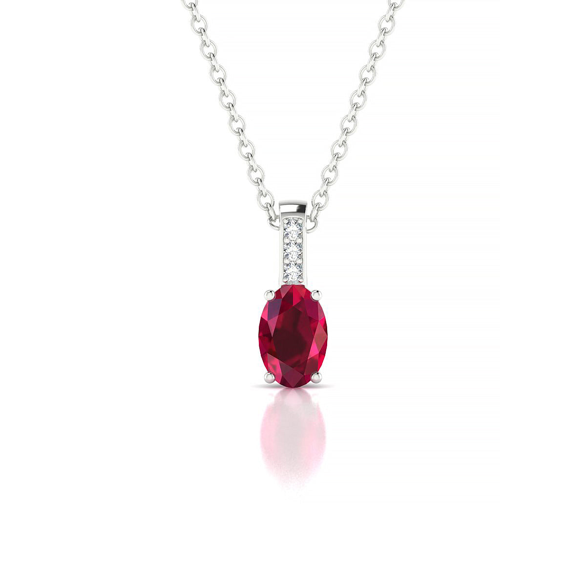 Exquisite | 18k White Gold 6 x 4 mm Oval Ruby Pendant