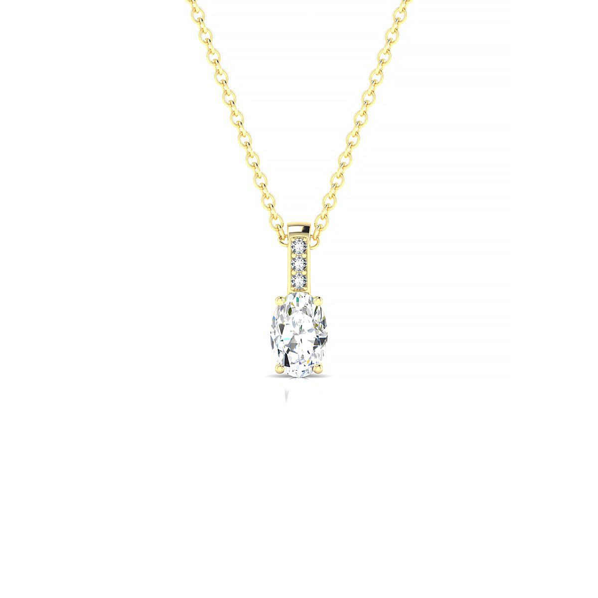 Exquisite | 18k Yellow Gold 6 x 4 mm Oval Diamond Pendant