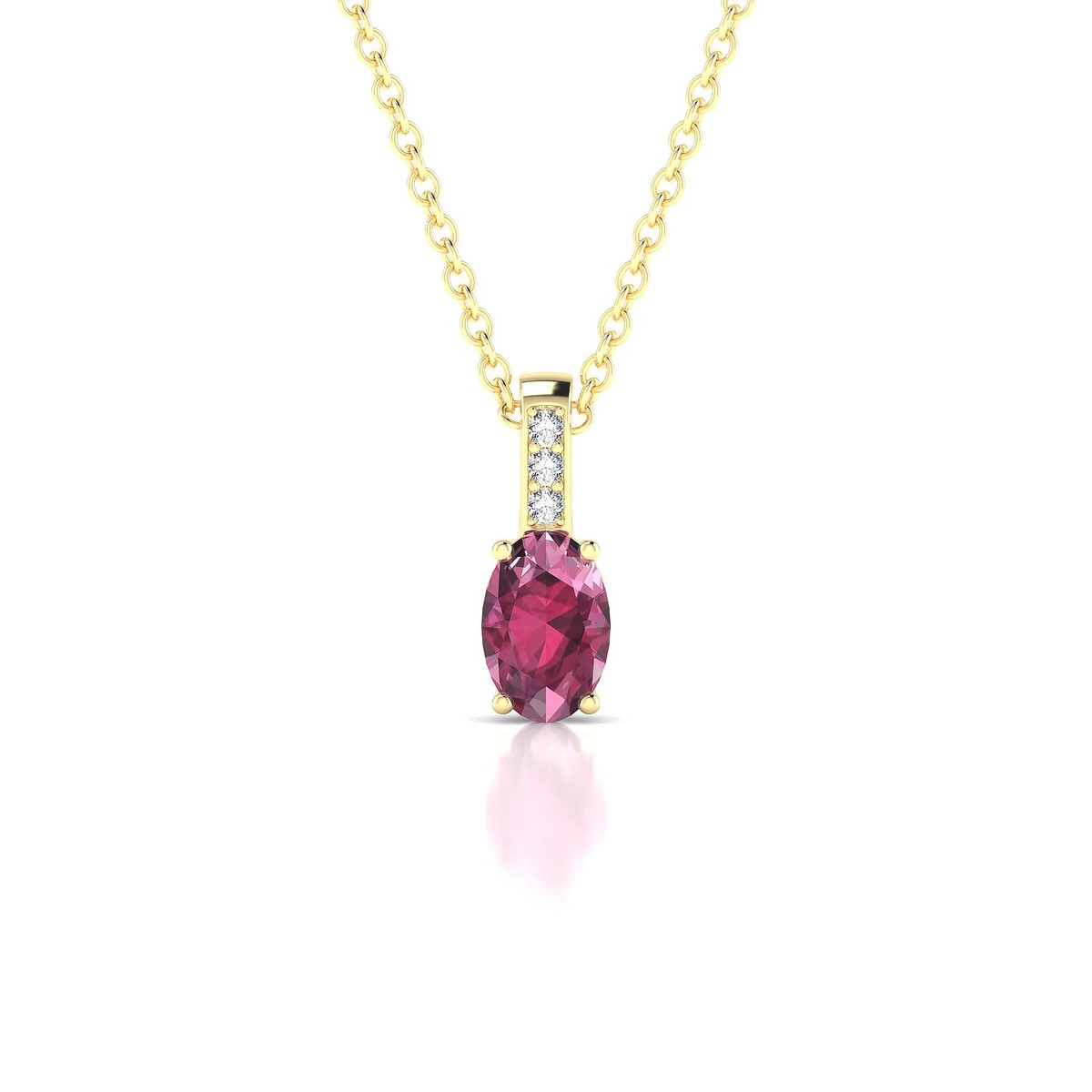 Exquisite | 18k Yellow Gold 6 x 4 mm Oval Rhodolite Pendant