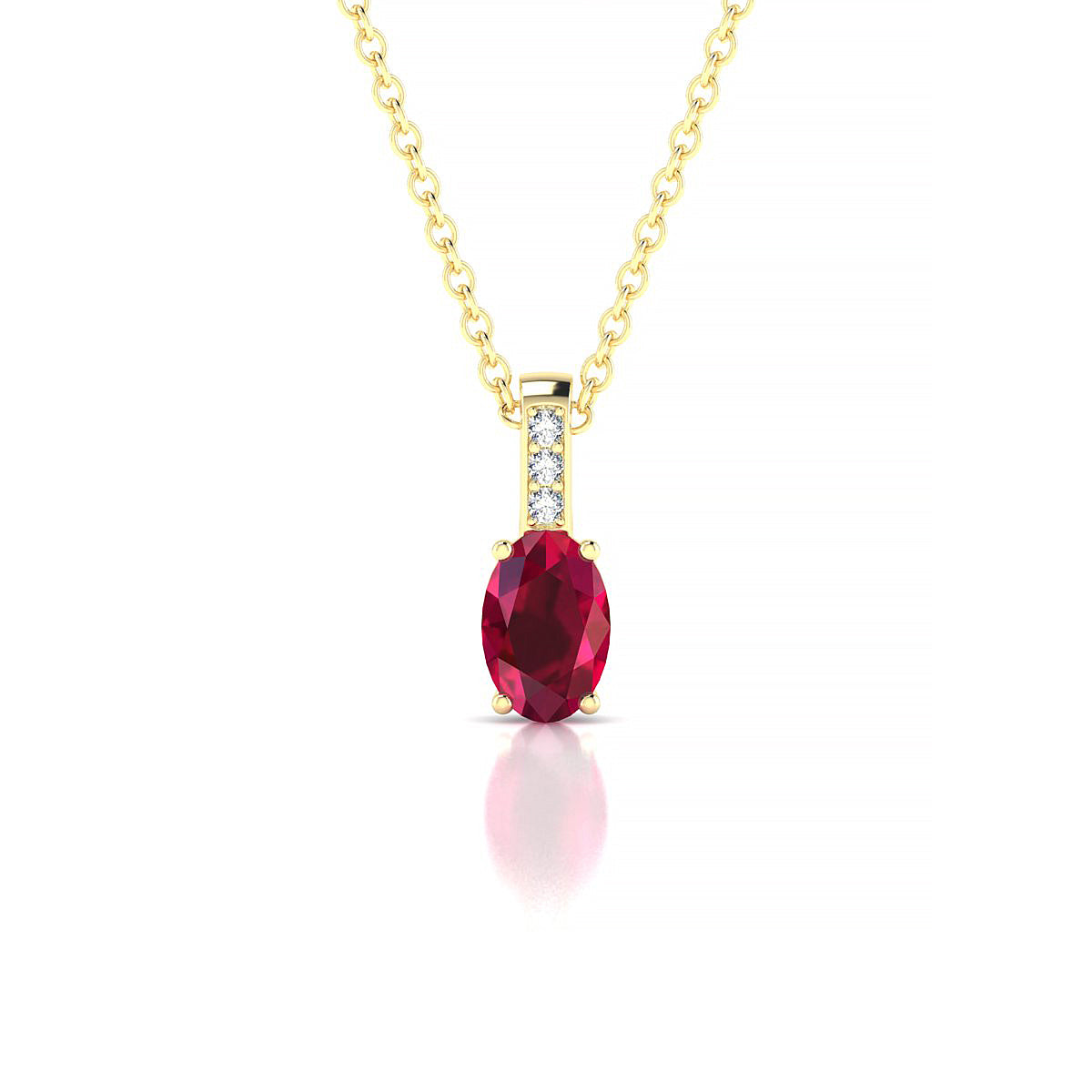 Exquisite | 18k Yellow Gold 6 x 4 mm Oval Ruby Pendant