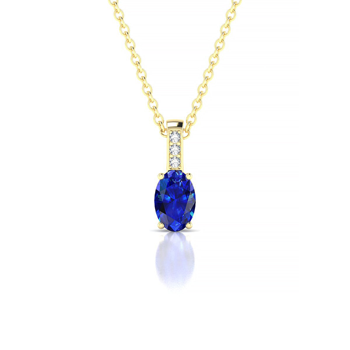 Exquisite | 18k Yellow Gold 6 x 4 mm Oval Sapphire Pendant