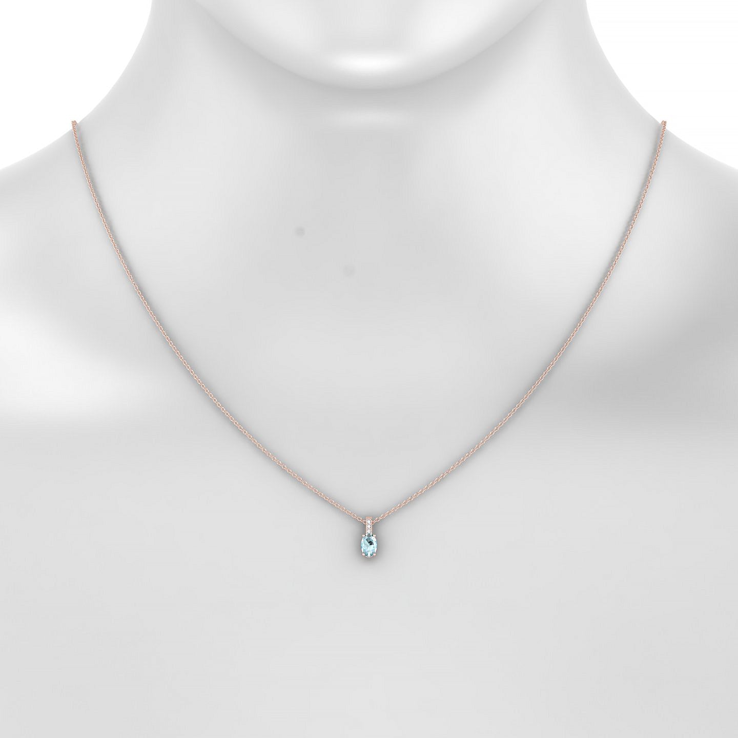 Exquisite | 18k Rose Gold 6 x 4 mm Oval Aquamarine Pendant